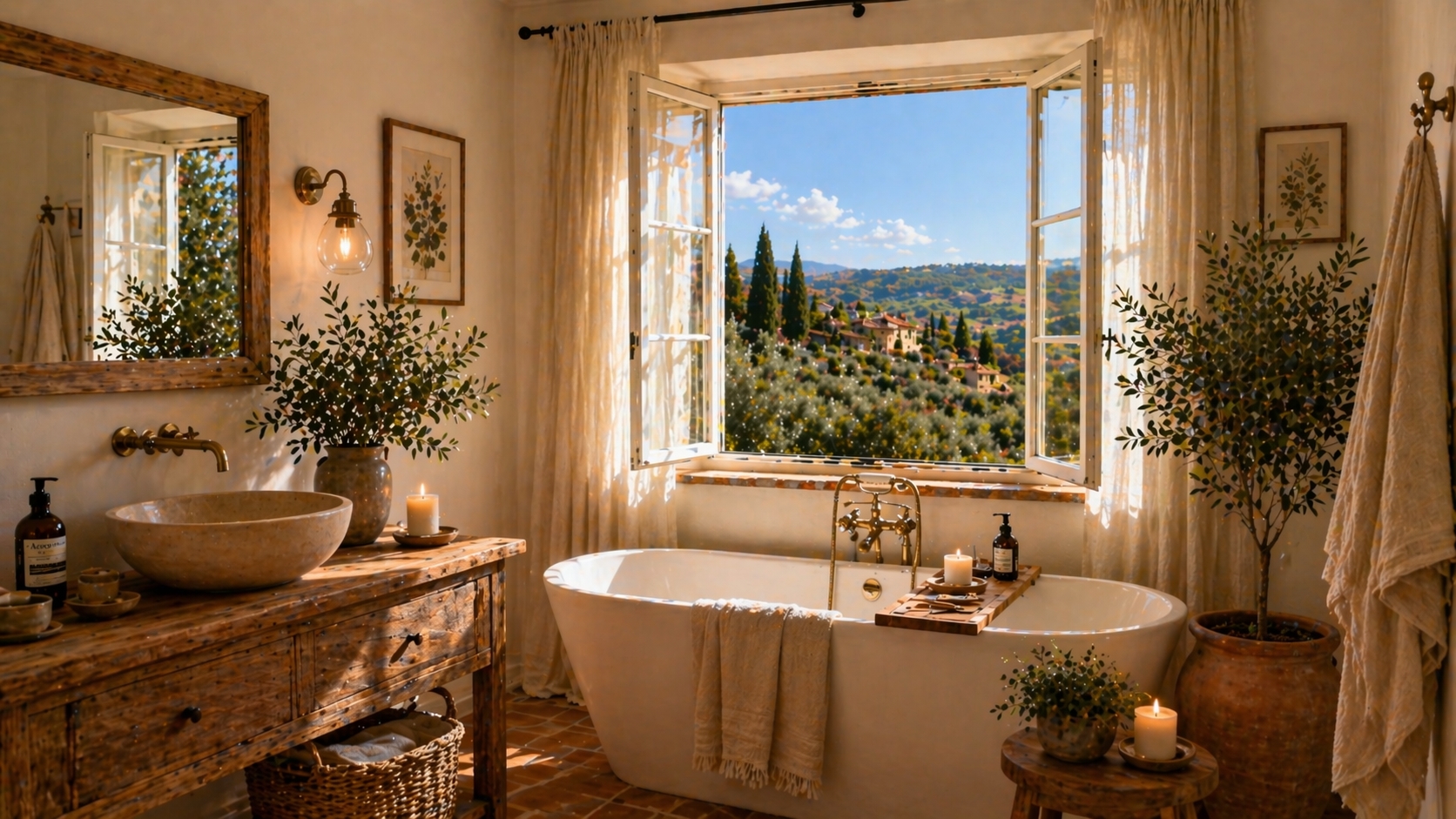 Villa toscana ristrutturata con facciata bianca e finestre in PVC nero antracite